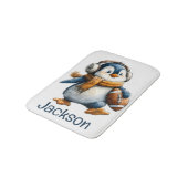 Personalized Winter Penguin Football Kid バスマット (アングル)
