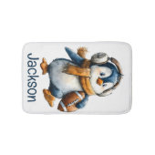 Personalized Winter Penguin Football Kid バスマット (正面)