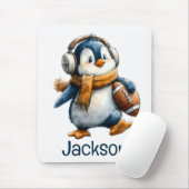 Personalized Winter Penguin Football Kid マウスパッド (マウス)