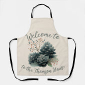 Personalized Winter Pinecone Family Design エプロン (正面)