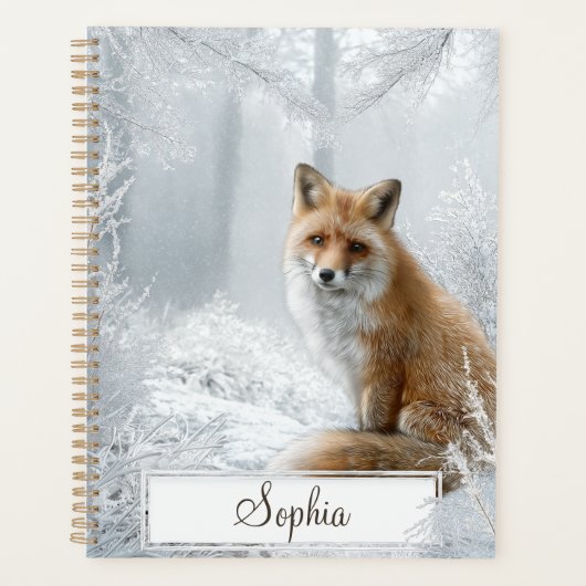 Personalized Winter Woodland Fox プランナー手帳 (正面)