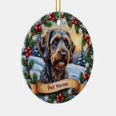 Personalized Wirehaired Pointing Griffon Christmas セラミックオーナメント (右)