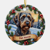Personalized Wirehaired Pointing Griffon Christmas セラミックオーナメント (正面)