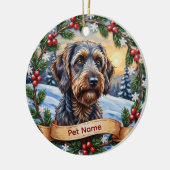 Personalized Wirehaired Pointing Griffon Christmas セラミックオーナメント (左)