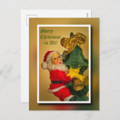 Personalized Wish from Papa Noel on Christmas Tree シーズンポストカード (正面/裏面)