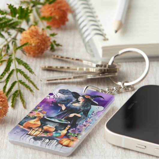 Personalized Witches Spell Watercolor キーホルダー (正面右)