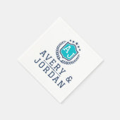 Personalized wite blue Monogram Wedding  スタンダードカクテルナプキン (角)