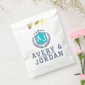 Personalized wite blue Monogram Wedding  フェイバーバッグ (封をした状態)