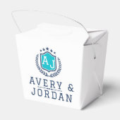 Personalized wite blue Monogram Wedding  フェイバーボックス (裏面サイド)