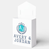 Personalized wite blue Monogram Wedding  フェイバーボックス (オープン)