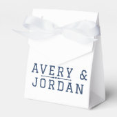 Personalized wite blue Monogram Wedding  フェイバーボックス (正面サイド)