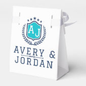 Personalized wite blue Monogram Wedding  フェイバーボックス (裏面サイド)