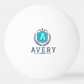 Personalized wite blue Monogram Wedding  卓球ボール (正面)