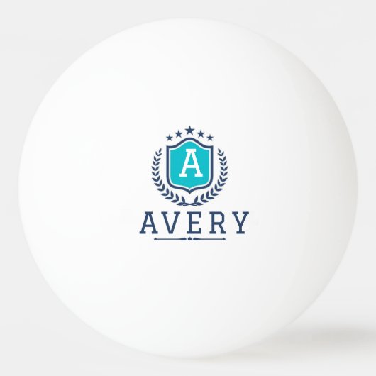 Personalized wite blue Monogram Wedding  卓球ボール (正面)