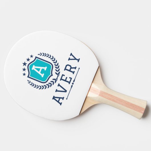 Personalized wite blue Monogram Wedding  卓球ラケット (横)