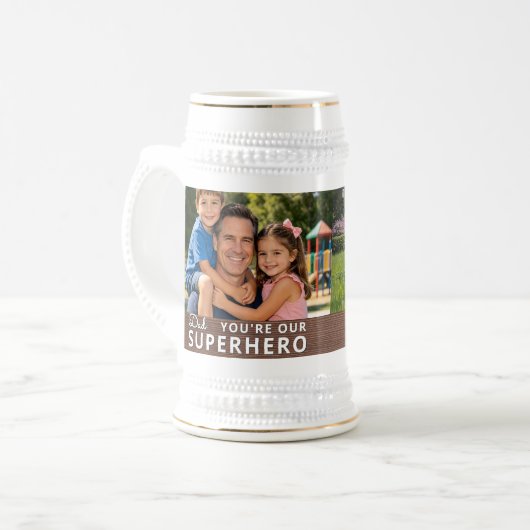 Personalized with 2 Photos and Text ビールジョッキ (正面左)