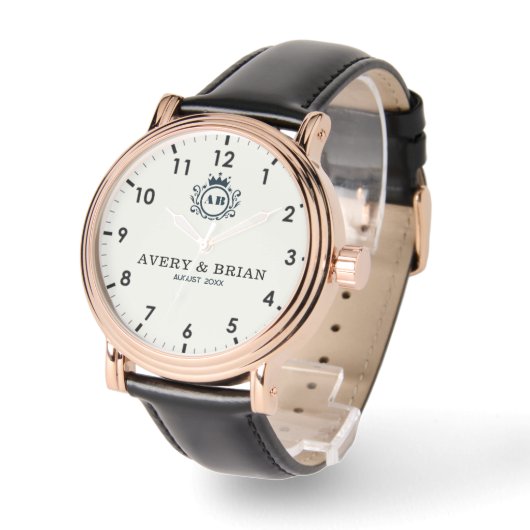 Personalized with his & her couple monogram 腕時計 (傾斜)