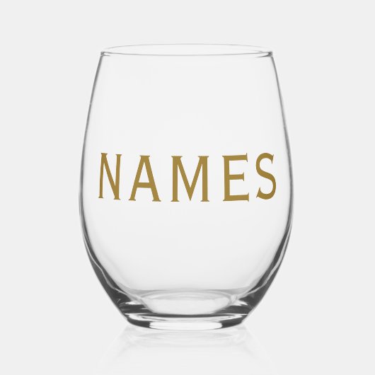 Personalized With Last Name or Nickname on Them ステムなしワイングラス (正面)