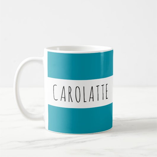 Personalized With Name Custom Turquoise コーヒーマグカップ (左)