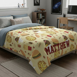 Personalized with Name Fast Food Fleece Blanket フリースブランケット