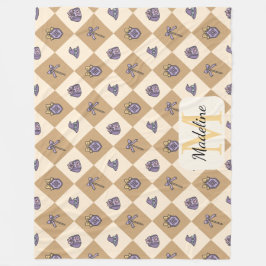 Personalized Wizard School Gold Monogram Name フリースブランケット