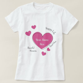 Personalized Women’s T-Shirt with Pink Heart Tシャツ