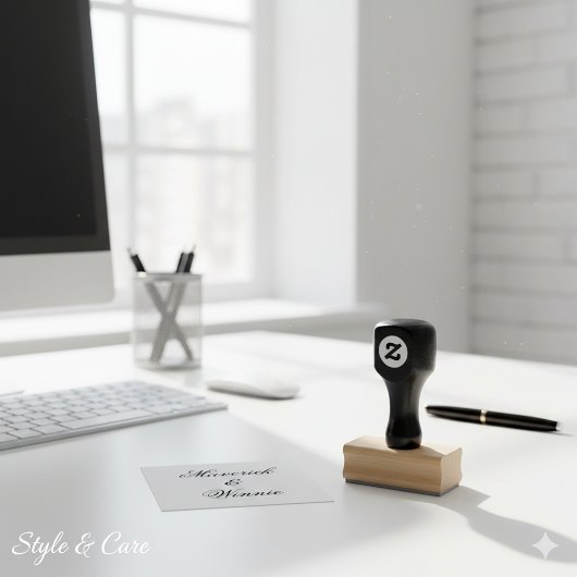 Personalized Wood Handle Stamp with Couple’s Name ラバースタンプ