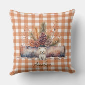 Personalized Woodland Bear Gingham Fall  クッション (裏面)