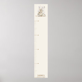 Personalized Woodland Bunny Growth Chart ポスター