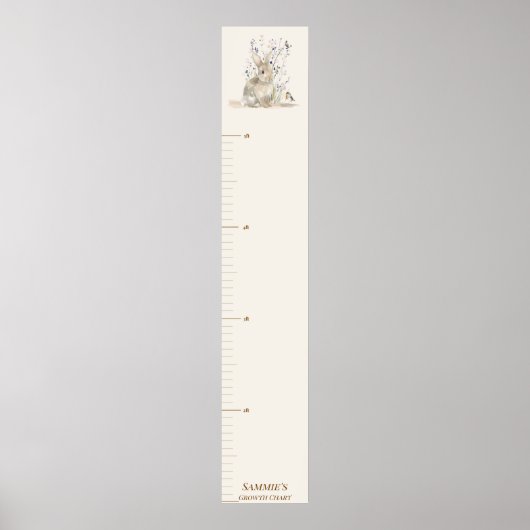 Personalized Woodland Bunny Growth Chart ポスター (正面)
