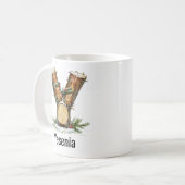 Personalized Woodland Log Monogram Y Christmas コーヒーマグカップ (正面左)