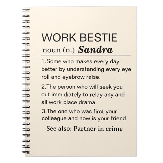 Personalized Work Bestie Definition ノートブック (正面)