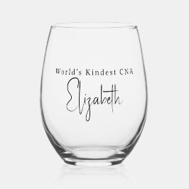 Personalized “World’s Kindest CNA”  ステムなしワイングラス