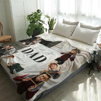 Personalized World's Best Dad Photo Collage  フリースブランケット
