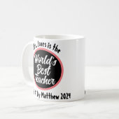 Personalized Worlds Best Teacher Mug コーヒーマグカップ (正面左)