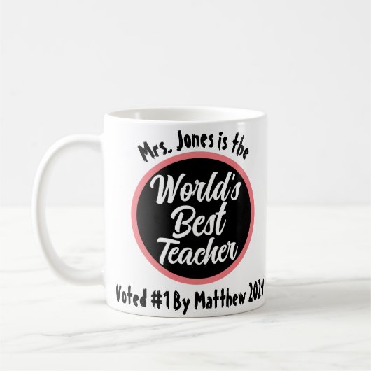 Personalized Worlds Best Teacher Mug コーヒーマグカップ (左)