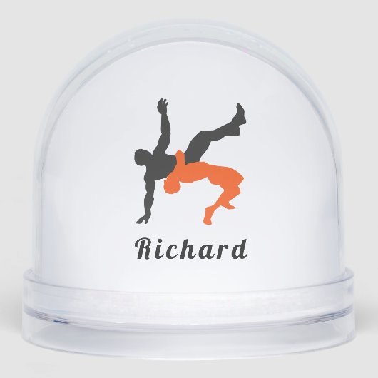 Personalized Wrestling Athlete Snow Globe Gift (正面)