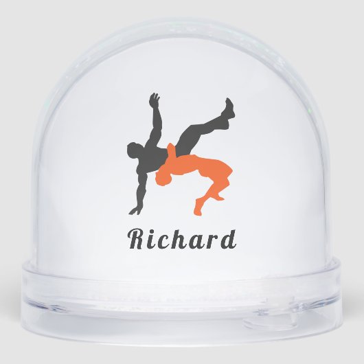 Personalized Wrestling Athlete Snow Globe Gift (裏面)