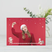 Personalized Xmas card w/ Black Santa and Gifts 招待状 (スタンド正面)