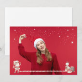 Personalized Xmas card w/ Black Santa and Gifts 招待状 (正面/裏面)