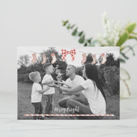 Personalized Xmas Card w/ socks 招待状 (スタンド正面)