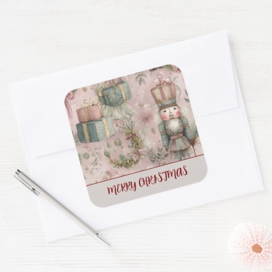 Personalized Xmas Sticker – Merry Christmas スクエアシール (封筒)