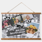 Personalized Y2K Retro Film Photo in Black & White 吊り下げ型タペストリー (正面)