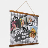 Personalized Y2K Retro Film Photo in Black & White 吊り下げ型タペストリー (傾斜あり)