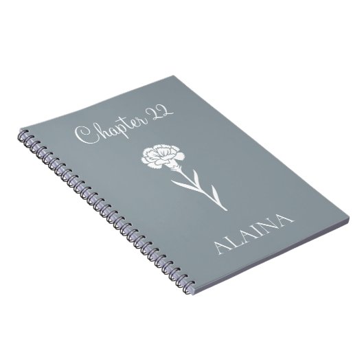 Personalized Year Carnation January Birth Flower ノートブック (右側)