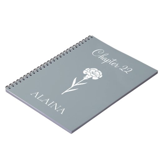 Personalized Year Carnation January Birth Flower ノートブック (左側)