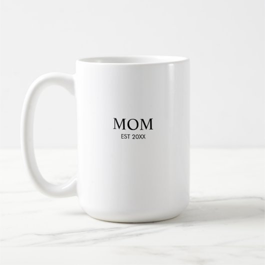 Personalized Year Established Minimalist Mom コーヒーマグカップ (左)