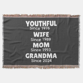Personalized Year Youthful Wife Mom Grandma,  スローブランケット