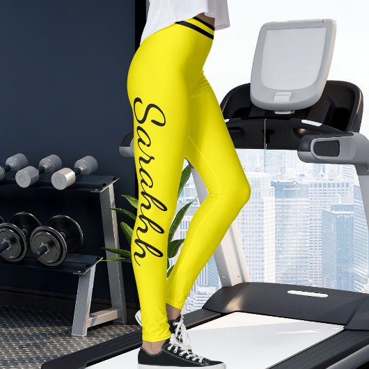 Personalized Yellow And Black Stripes Custom Name レギンス