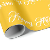 Personalized yellow and white Happy Halloween ラッピングペーパー (ロールコーナー)